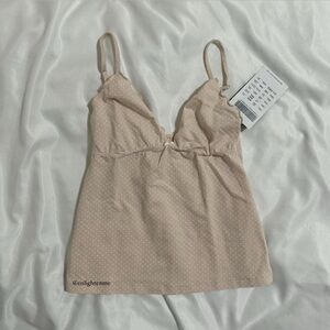 Brandy Melville pink polka dot babydoll tank